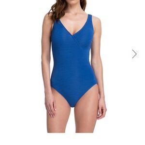 Gottex Essentials Deep Dive Blue Surplice High Back One Piece